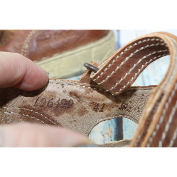 Josef Seibel Brown Cutout Leather Mary Jane Flat Shoes Size US 11 - Picture 7 of 9